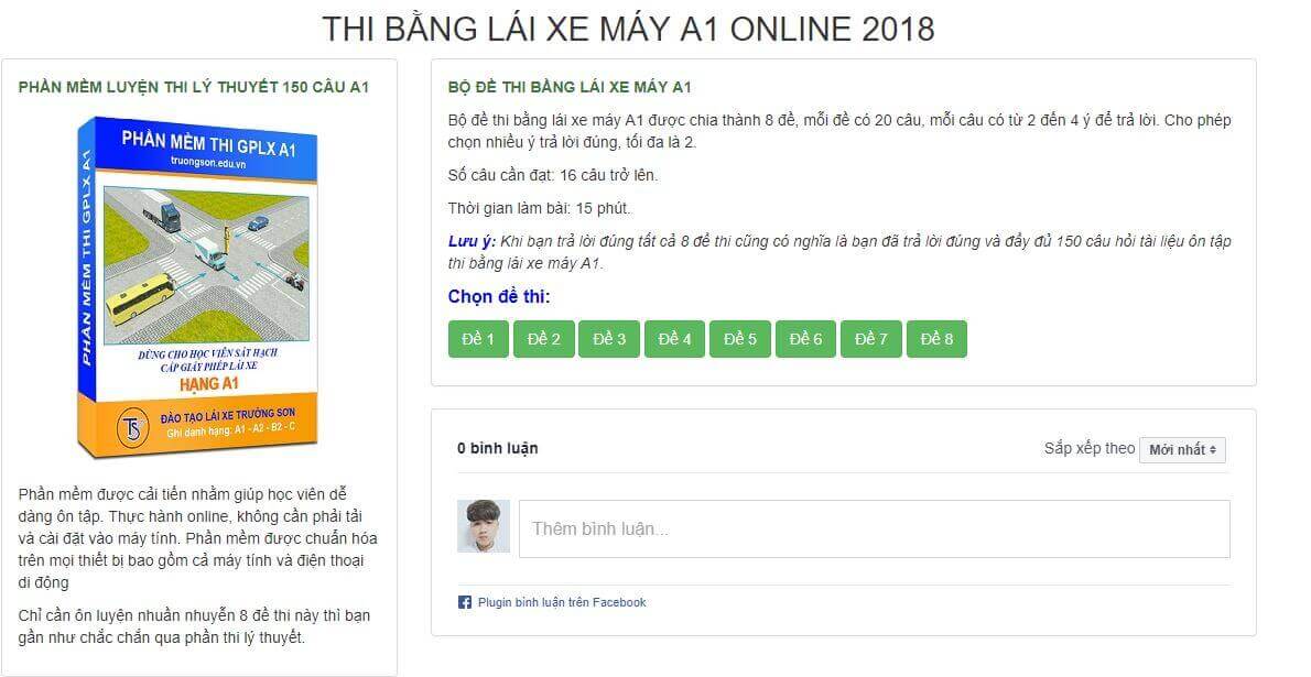 Giới Thiệu Phần Mềm Thi Bằng Lái Xe A1 Mới Nhất