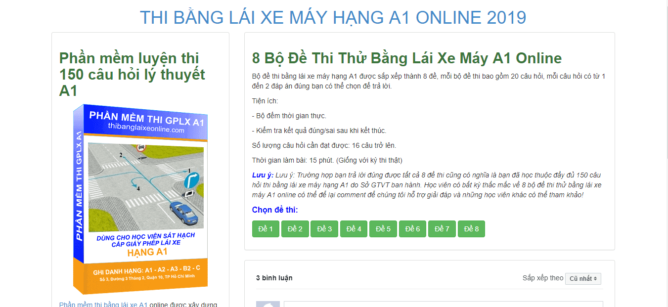 Hỗ trợ thi bằng lái xe A1 trực tuyến trên máy tính cũng như điện thoại