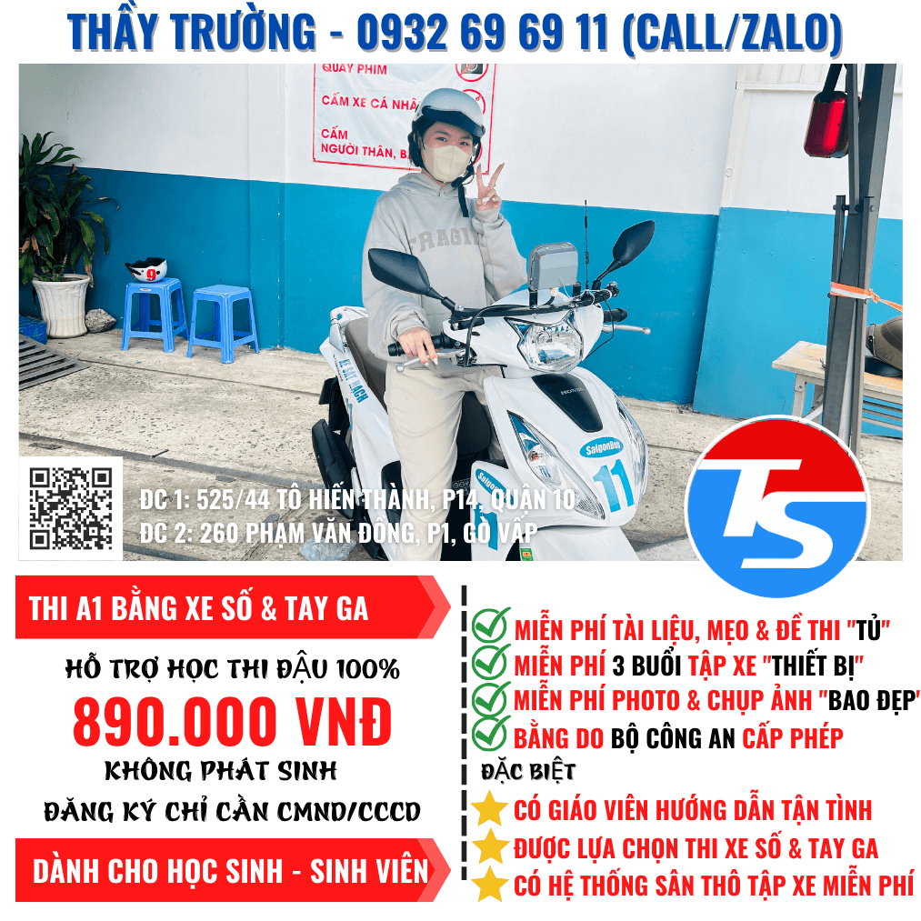 Thi Bằng Lái Xe Máy A1 Được Chọn Xe Số