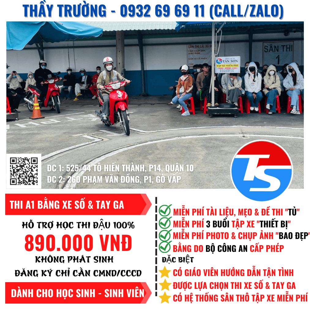 Đơn Vị Tổ Chức Thi Bằng Lái Xe A1 Chất Lượng Nhất Hiện Nay Ở THCM